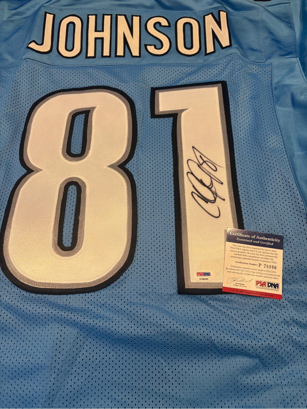 Calvin Johnson Detroit Lions Signed #81 Football Jersey NFL PSA/DNA COA